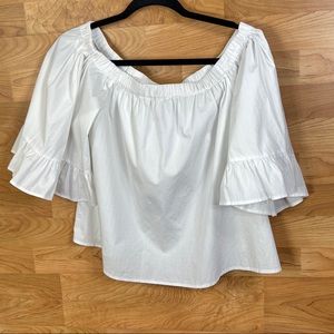 Rebecca Minkoff Size Medium White Off the Shoulder Cropped Top Summer Cr…